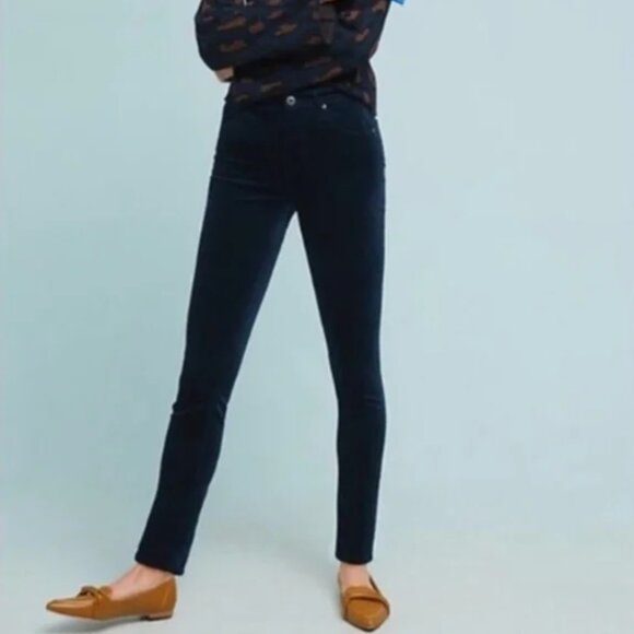 AG Adriano Goldschmied "Stevie Slim Straight" corduroy pants in navy blue sz 28 - Picture 3 of 16